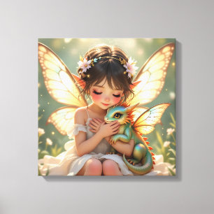 Fairy and Dragon   Chibi Anime Fairy Tale Canvas Print