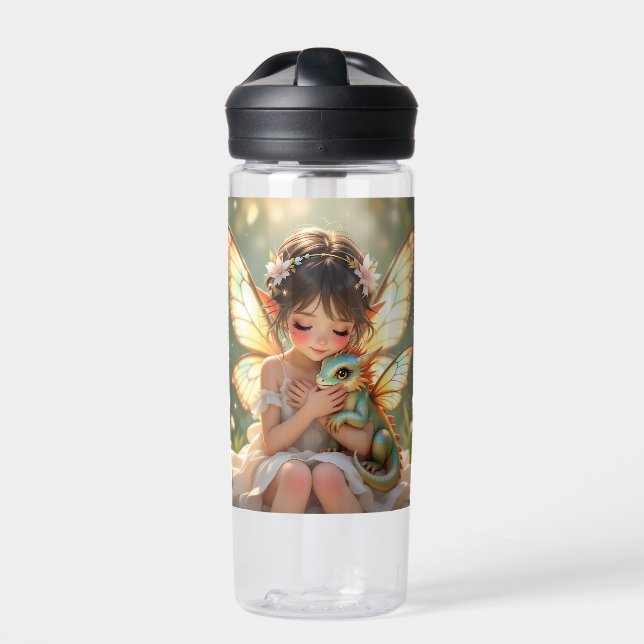 Fairy and Dragon | Chibi Anime Fairy Tale Water Bottle (Front)