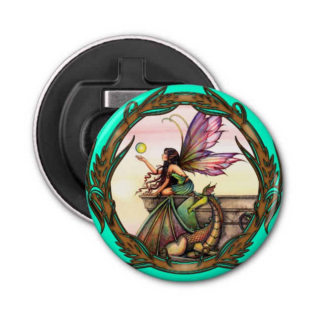 Fairy and Dragon Fantasy Art by Molly Harrison Bottle Opener (Front)
