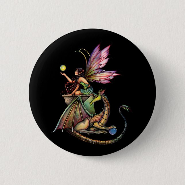 Fairy and Dragon Pin, Button by Molly Harrison (Front)