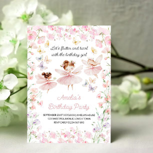 Fairy and Flowers Any Age Girls Birthday Invitation