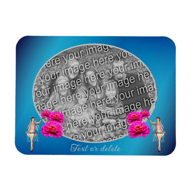 Fairy And Flowers Personalised Add Your Photo  Magnet (Horizontal)