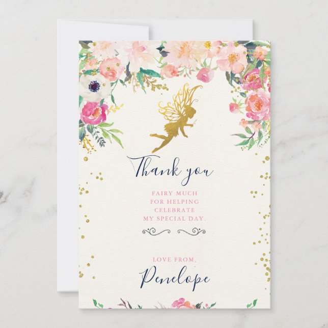 Fairy and Flowers Thank You card (Front)
