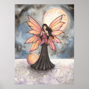 Fairy and Full Moon Fantasy Artwork Poster