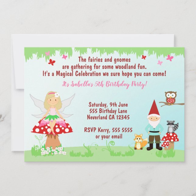 Fairy and Gnome Woodland Party | INVITATION (Front)