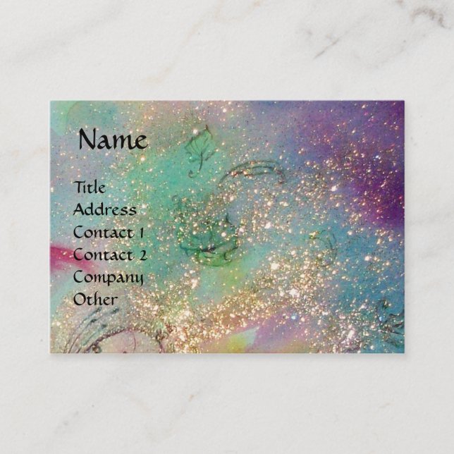 FAIRY AND GRYPHON Fantasy  Watercolor Blue Business Card (Front)