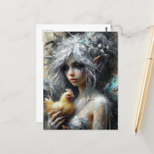 Fairy and her Buff Chicken Postcard