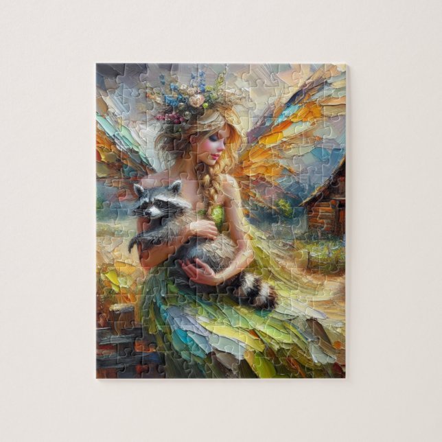 Fairy and her Pet Racoon Jigsaw Puzzle (Vertical)