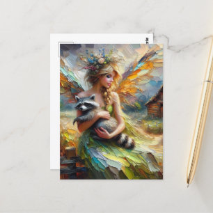 Fairy and her Pet Racoon Postcard