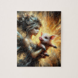 Fairy and her Piglet Jigsaw Puzzle