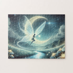 Fairy and Moon Enchanted Night Sky Jigsaw Puzzle