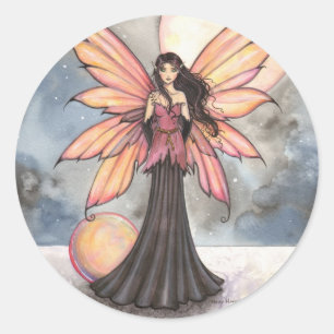 Fairy and Moon Fantasy Art Classic Round Sticker