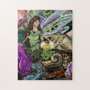 Fairy and Newt Friends Fairytale Illustration Art Jigsaw Puzzle