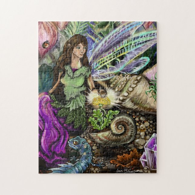 Fairy and Newt Friends Fairytale Illustration Art Jigsaw Puzzle (Vertical)