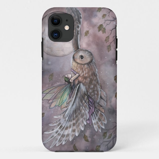 Fairy and Owl Fantasy Art iPhone Case (Back)
