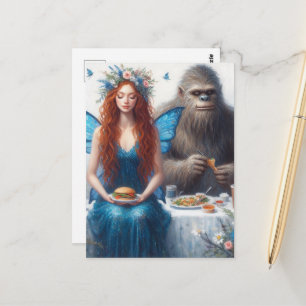 Fairy and Sasquatch Picnic Postcard