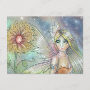 Fairy and Sunflower Fantasy Faerie Art Postcard