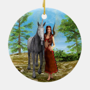 Fairy and Unicorn Ceramic Tree Decoration