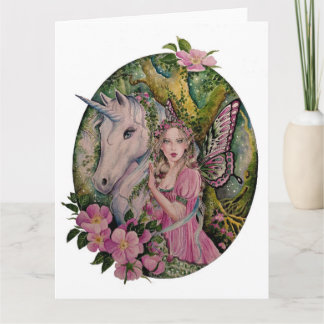 Fairy and unicorn greeting card