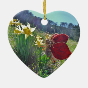 Fairy and yellow flowers ceramic tree decoration