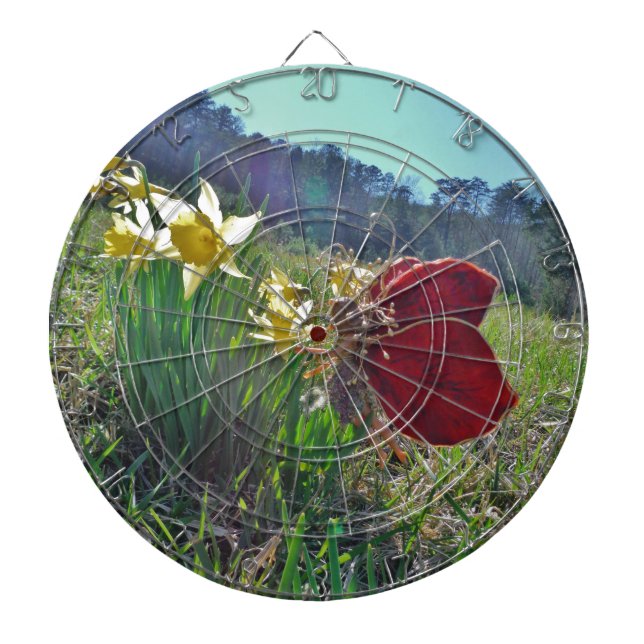 Fairy and yellow flowers dartboard (Front)