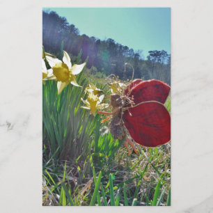 Fairy and yellow flowers stationery