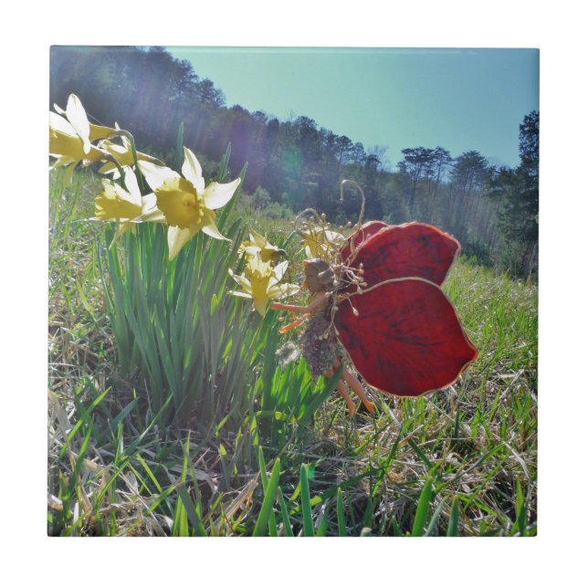 Fairy and yellow flowers tile (Front)