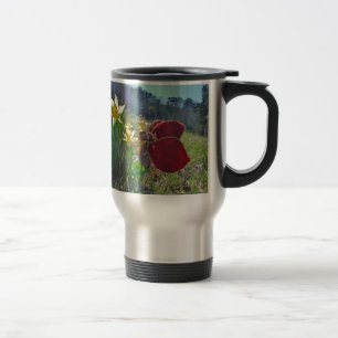 Fairy and yellow flowers travel mug