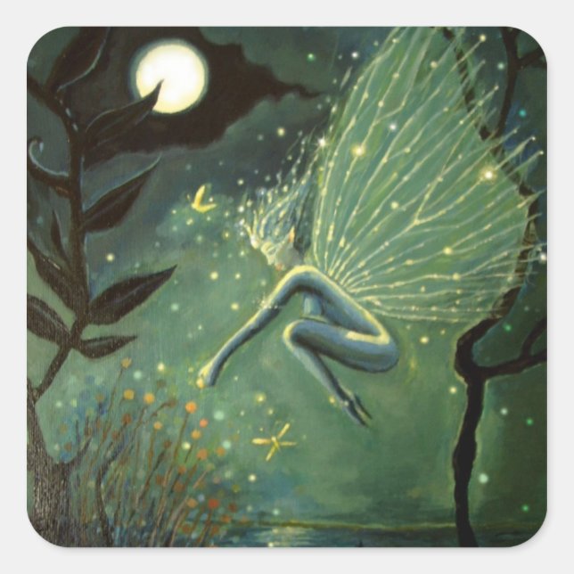Fairy Art Square Stickers - "Crystal Water Sprite" (Front)