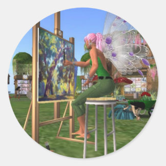 Fairy Artist Classic Round Sticker
