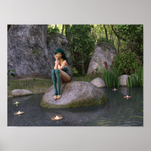 Fairy at the Enchanted Pond Poster