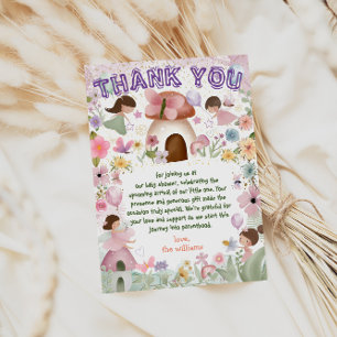 Fairy Baby Girl Shower Flower Tea Party  Thank You Card
