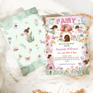 Fairy Baby Girl Shower Pink Floral Invitation
