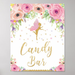 Fairy Baby Shower Birthday Candy Bar Sign Poster
