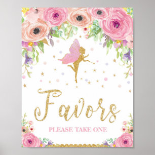Fairy Baby Shower Birthday Favours Sign Poster