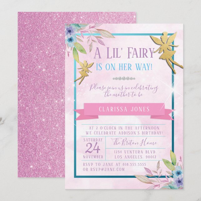Fairy Baby Shower Invitation (Front/Back)