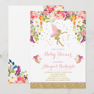 Fairy Baby Shower Invitation Floral Fairy Shower