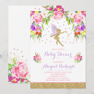 Fairy Baby Shower Invitation Floral Fairy Shower