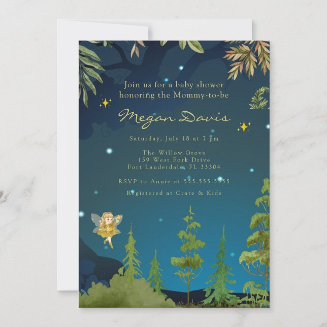 Fairy Baby Shower Invitations Enchanted Forest (Front)