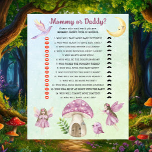 Fairy baby shower - mummy or daddy game