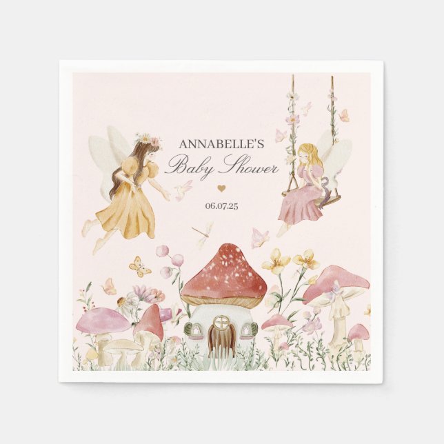 Fairy Baby Shower Party Table Decor Napkin (Front)