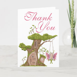Fairy Baby Shower Pink Illustrations  Thank You Card