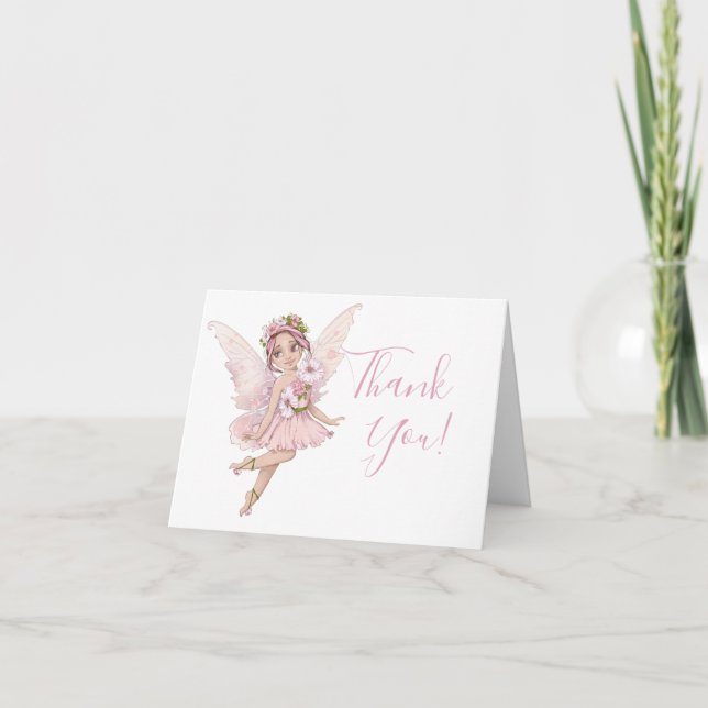 Fairy Baby Shower Watercolor Thank You   Card (Front)