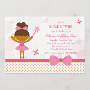 Fairy ballerina girl's birthday party invitation