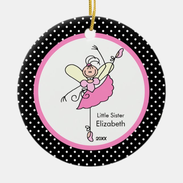 Fairy Ballerina Little Sister Christmas Ornament (Front)