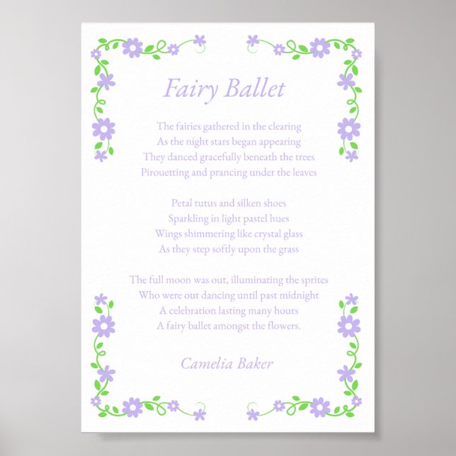 Fairy Ballet Poem Print (Front)