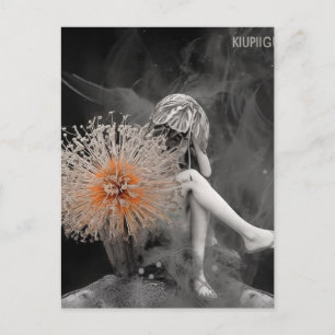 Fairy behind the flowers postcard
