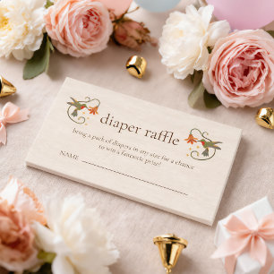 Fairy Bird Floral Diaper Raffle Baby Shower Enclosure Card