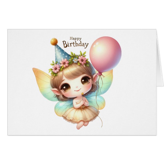 Fairy Birthday Card (Front Horizontal)