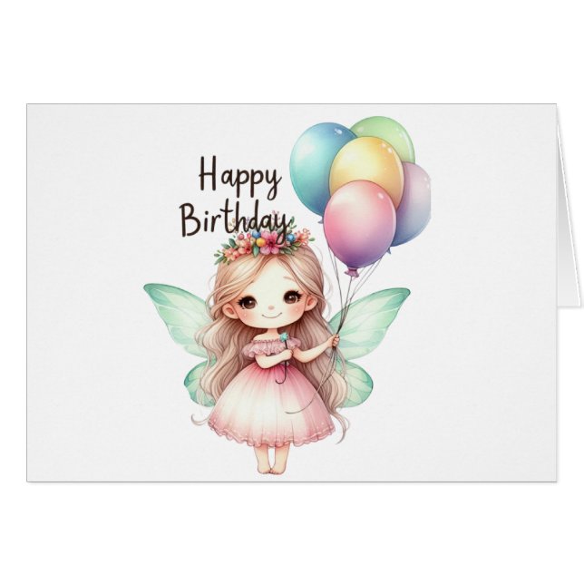 Fairy Birthday Card (Front Horizontal)